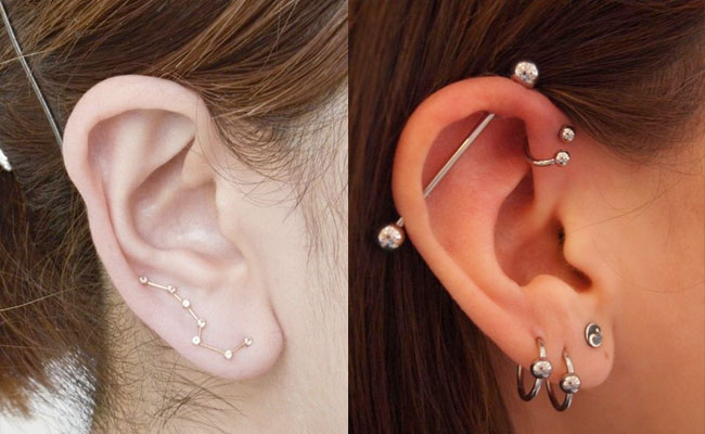Tipos de piercing en la oreja para mujer